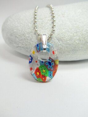 Multi colored millefiori pendant